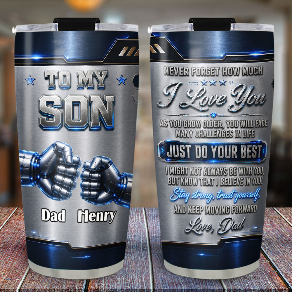 Custom Christmas Birthday Gifts For Son • Strong Bond - Personalized 3D Effect Tumbler