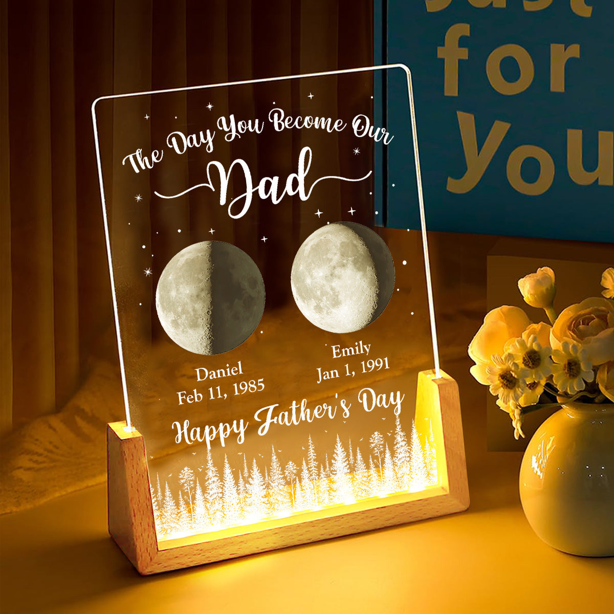 Custom Father's Day Gift for Dad Grandpa • The Day You Become Our Dad 2 - Personalized Night Light
