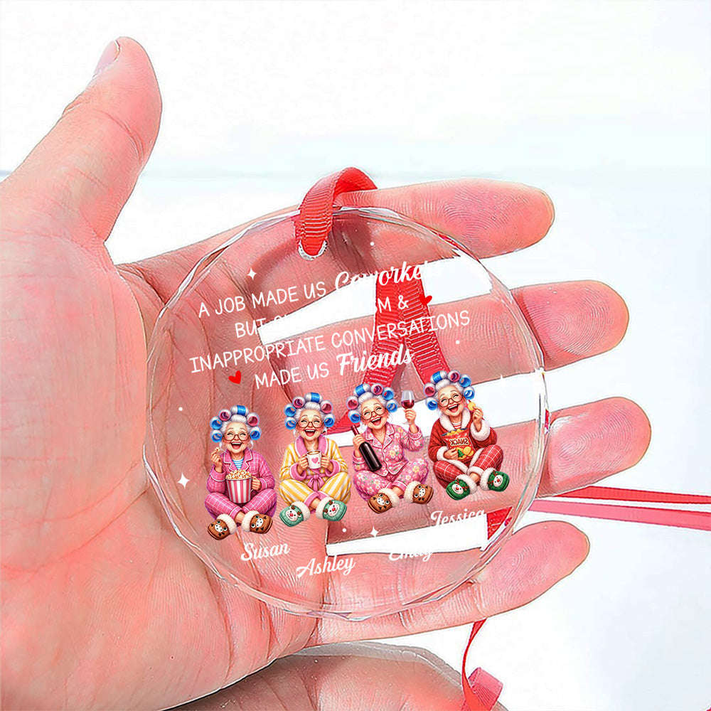 Custom Coworker Christmas Ornament, Team Appreciation Gift •  A Job Made Us Coworkers - Personalized Glass Ornament