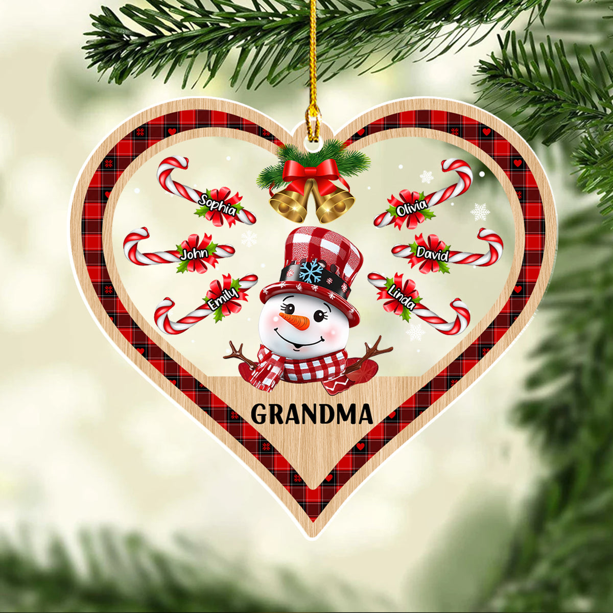 Custom Family Ornament, Christmas Gift for Family Members •  Grandma With Her Lovers - Personalized Acrylic Ornament
