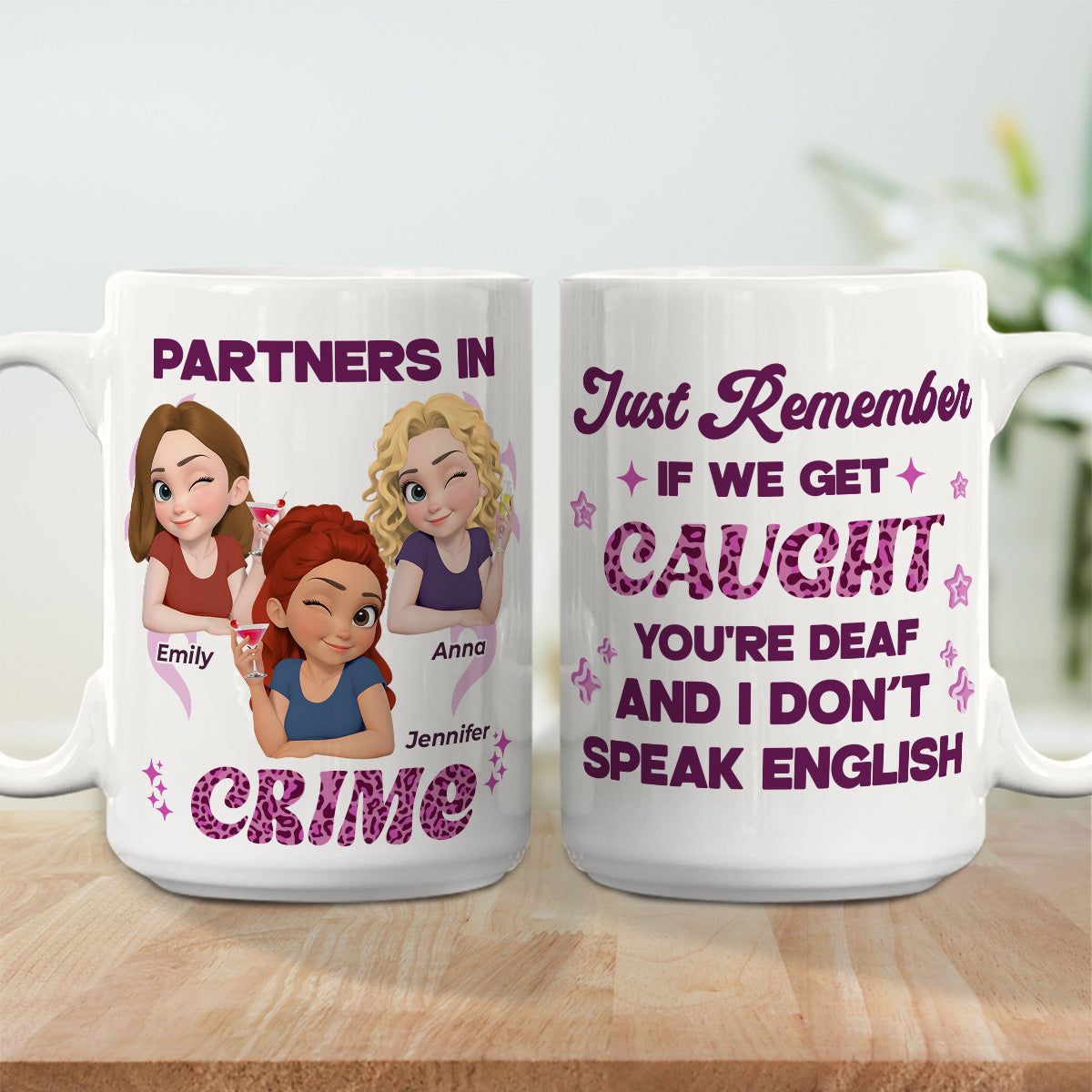 Custom Best Friend, Christmas & Birthday Friendship Keepsake Gift • My Partner In Crime - Personalized Coffee Mug