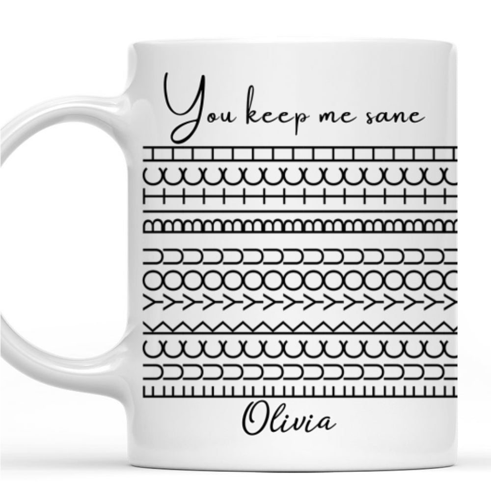 Custom Hidden Message Mug, Funny Gag Gift for Coworker Friend Girlfriend • You Keep Me Sane Hidden Message - Personalized Coffee Mug