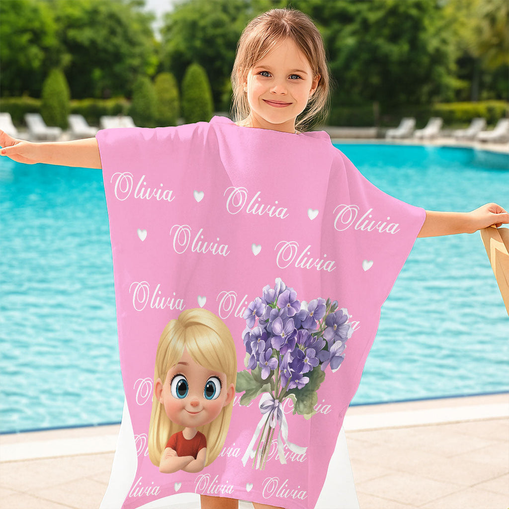 Birthmonth Flower - Personalized Hooded Beach Towel