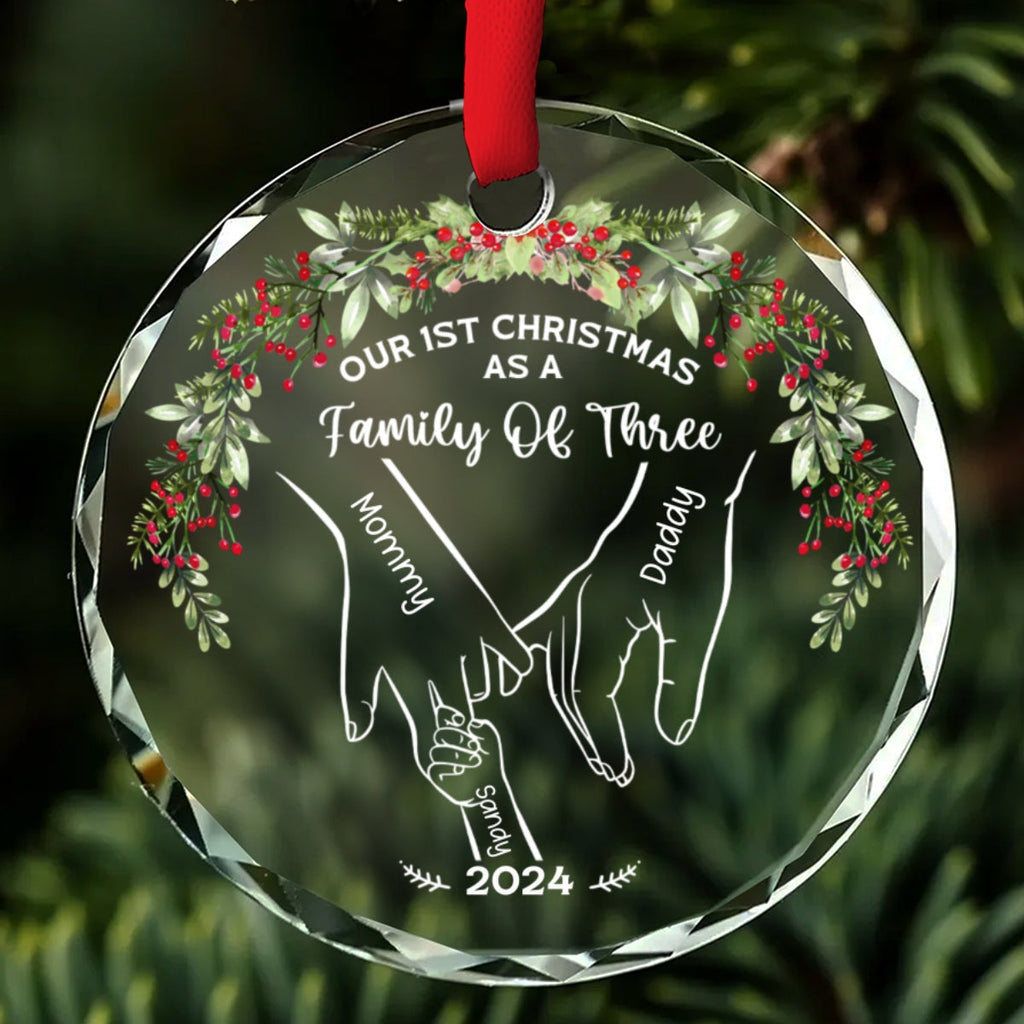 Custom Family First Christmas Ornament •  Our 1st Christmas As Love - Personalized Glass Ornament