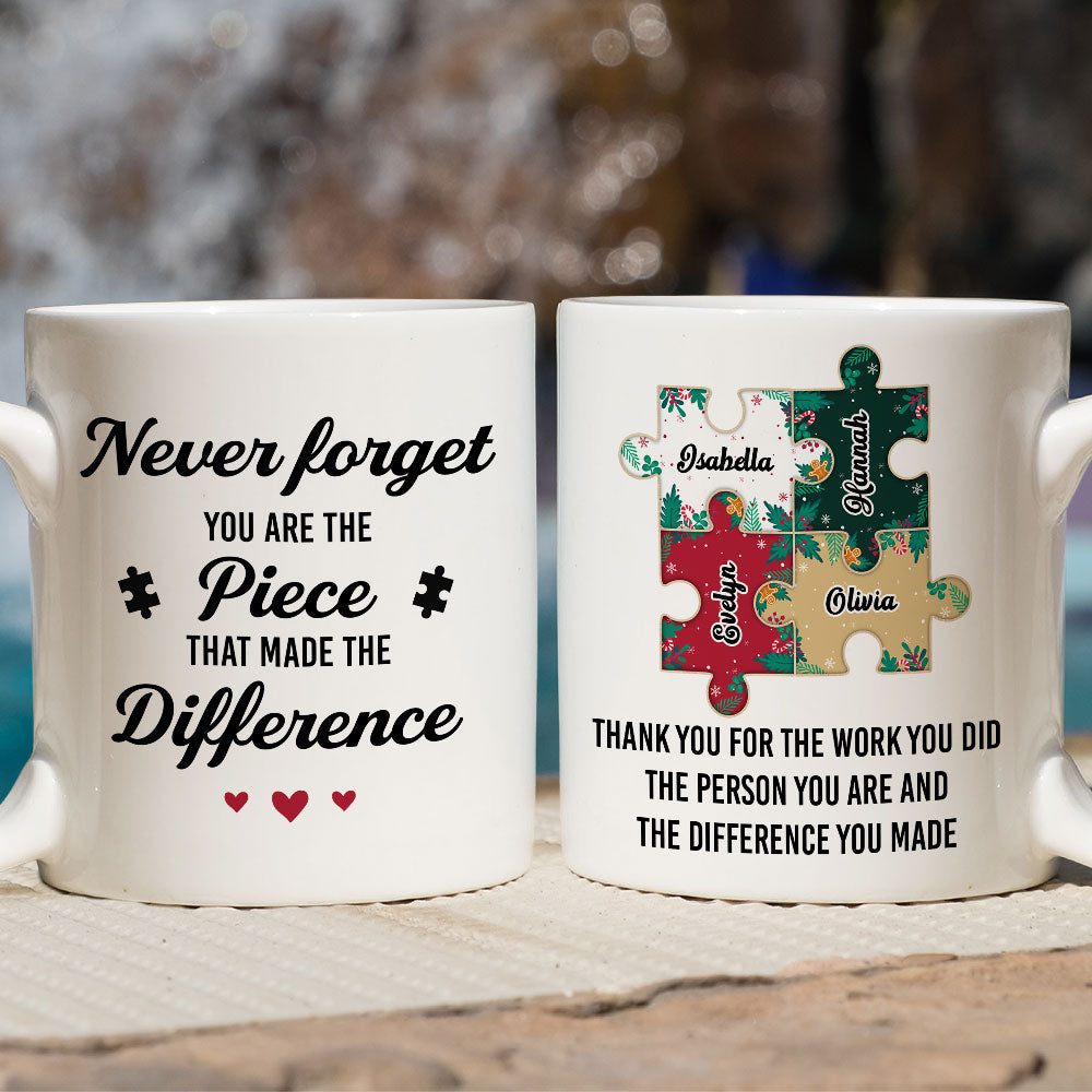 Custom Coworker, Christmas & Birthday Team Appreciation Gift • Do Not Forget You Are The Piece - Personalized Coffee Mug