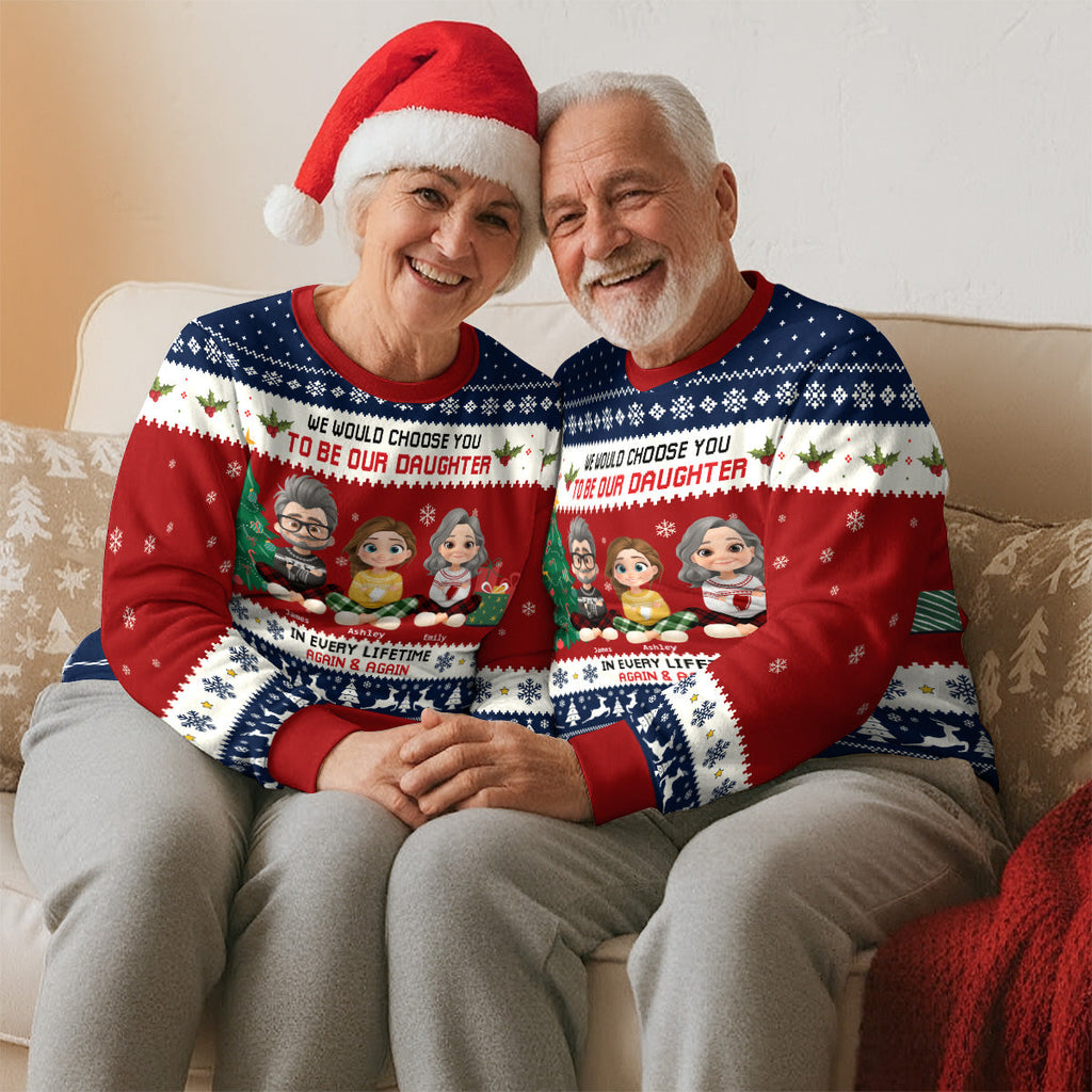 Custom Family Christmas Sweatshirt, Gift for Family Members • Always Choose You - Personalized All-Over-Print Sweatshirt