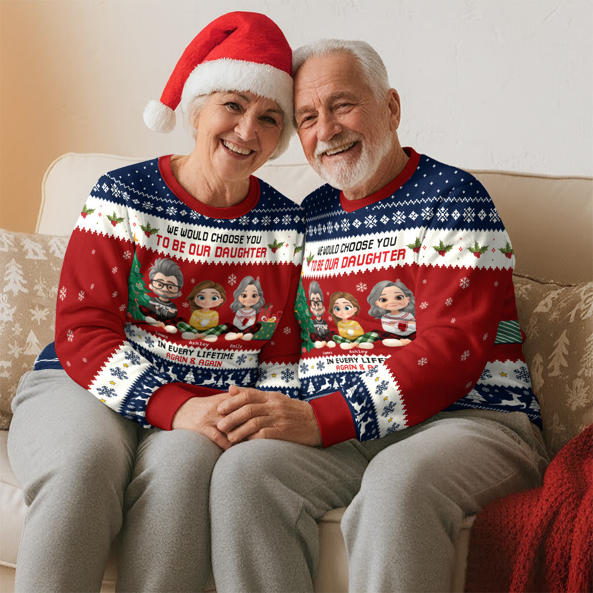 Custom Family Christmas Sweatshirt, Gift for Family Members • Always Choose You - Personalized All-Over-Print Sweatshirt