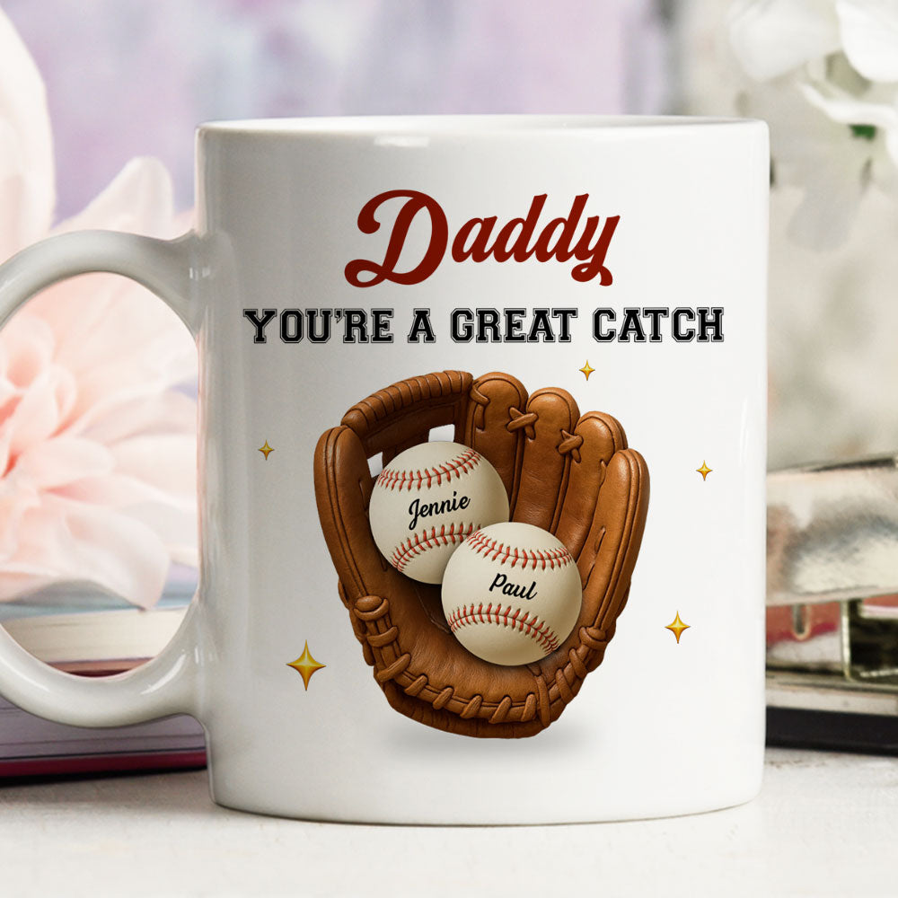 Custom Father's Day, Special Gift for Dad & Grandpa • Great Catch - Personalized Coffee Mug