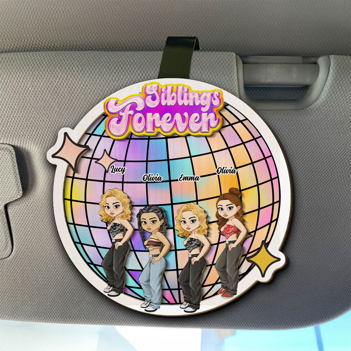 Besties Forever Version 3 - Personalized Car Visor Clip