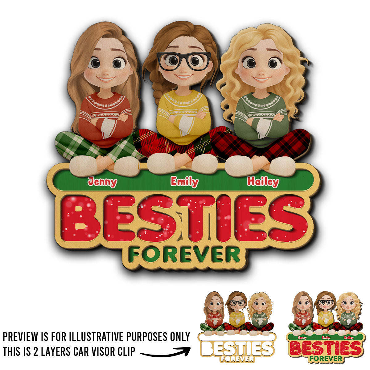 Forever Besties Sisters - Personalized Car Visor Clip