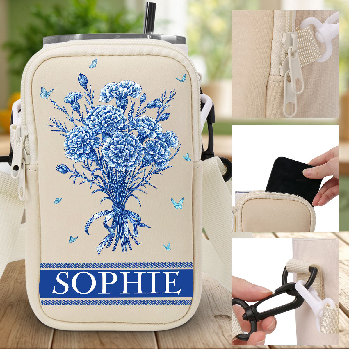 Grandma Love Grow Here - Personalized Water Bottle Carrier Bag