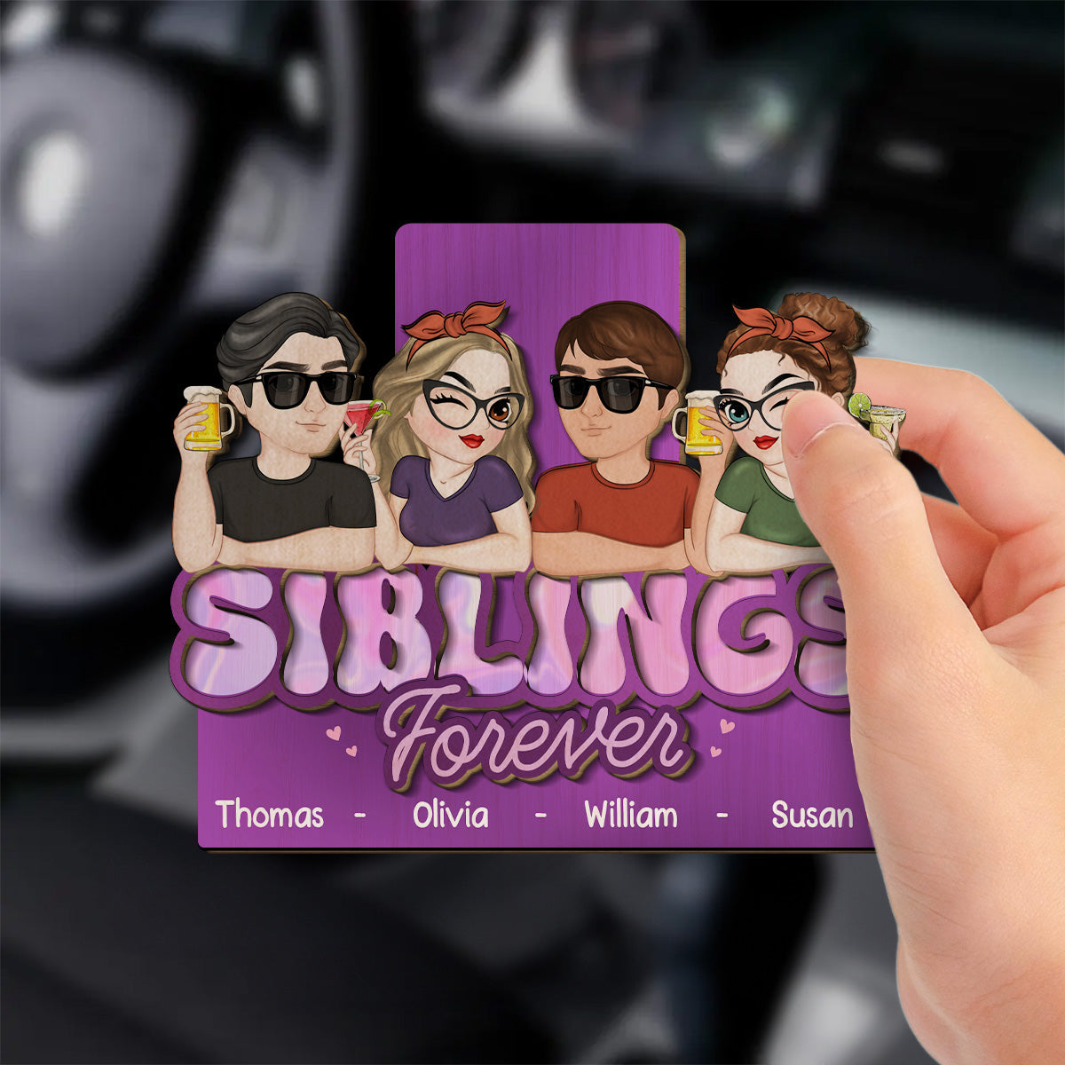 Brother And Sister Forever - Personalized Car Visor Clip