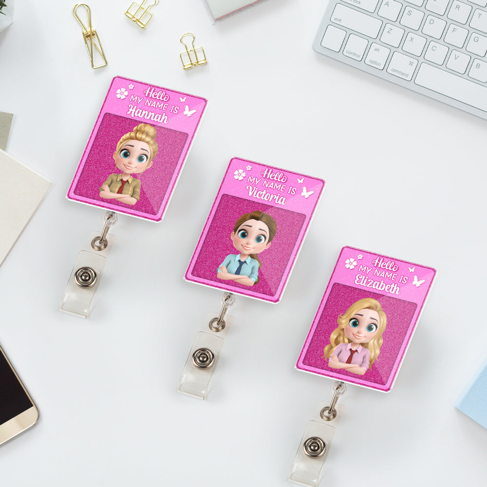 Custom Character ID Holder For Coworker, For Boss, Office Gift With Name • Love My Job - Personalized Acrylic Badge Reel