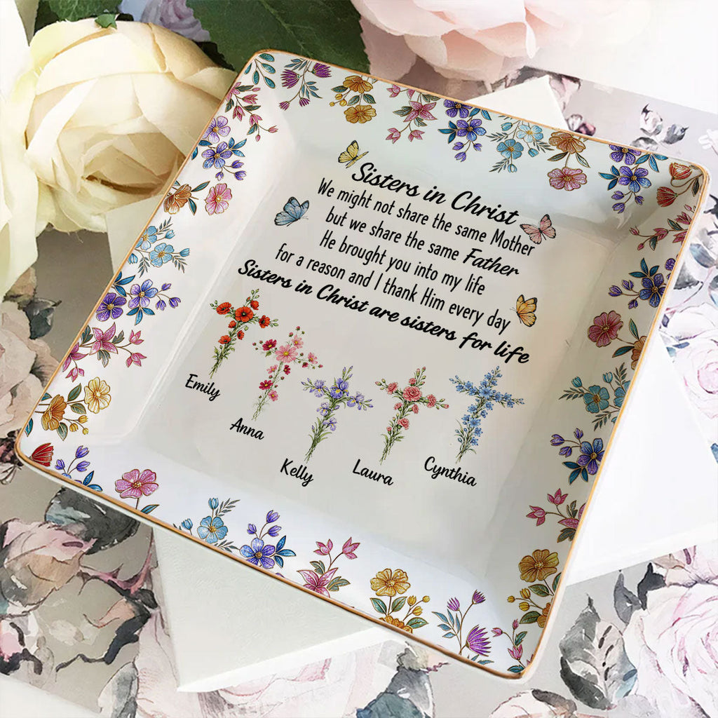 Custom Trinket Dish Gift for Friend, for Soul Sister • Connected By Faith - Personalized Jewelry Dish