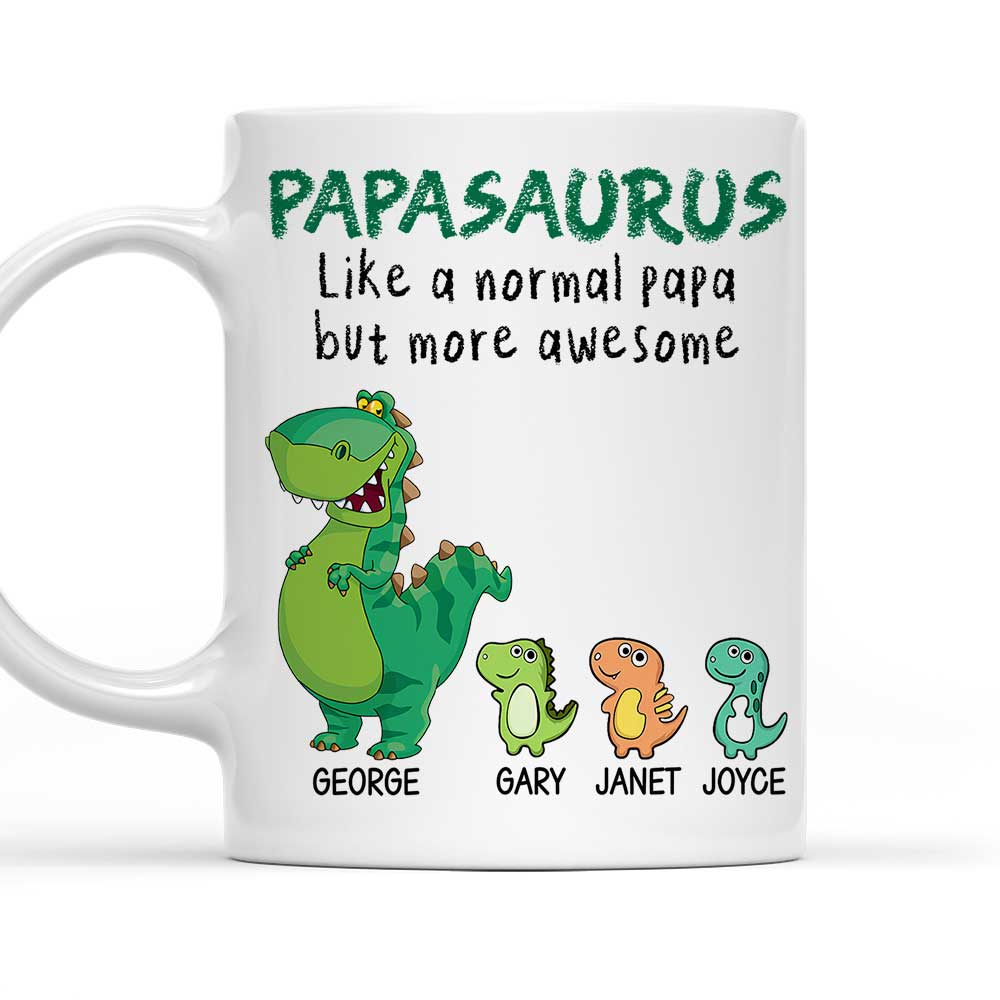 Custom Christmas & Birthday Gift for Dad • Papasaurus Is Awesome - Personalized Coffee Mug