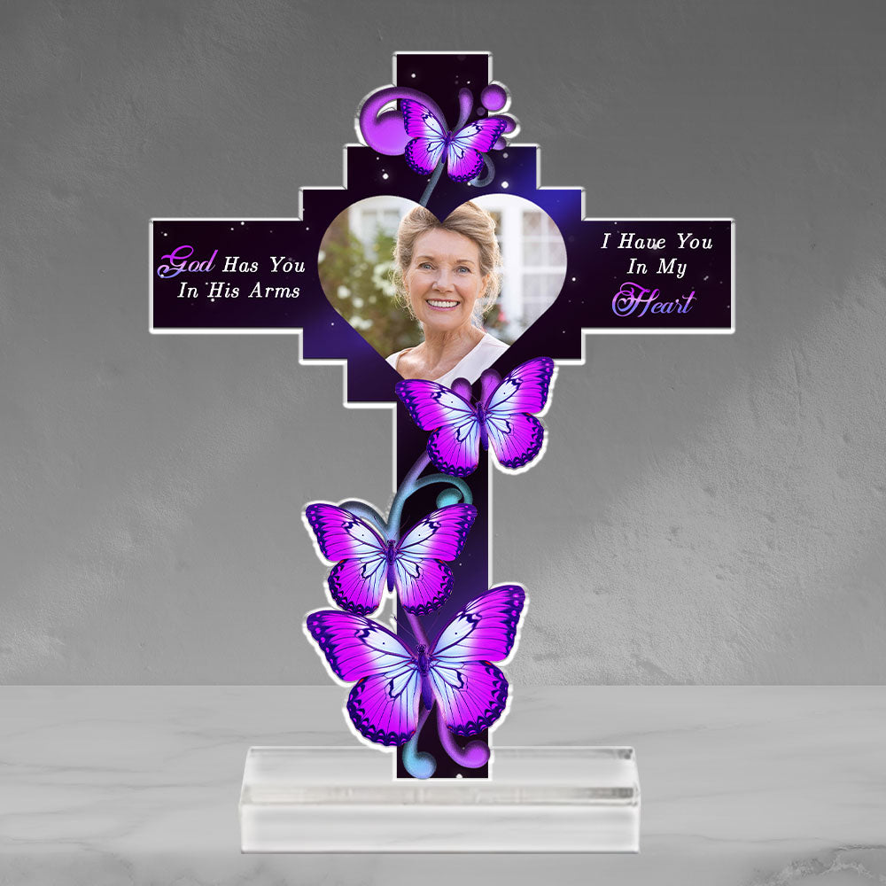 Custom Memorial Keepsake, Sympathy & Remembrance Gift • In My Heart Forever - Personalized Acrylic Plaque With Base
