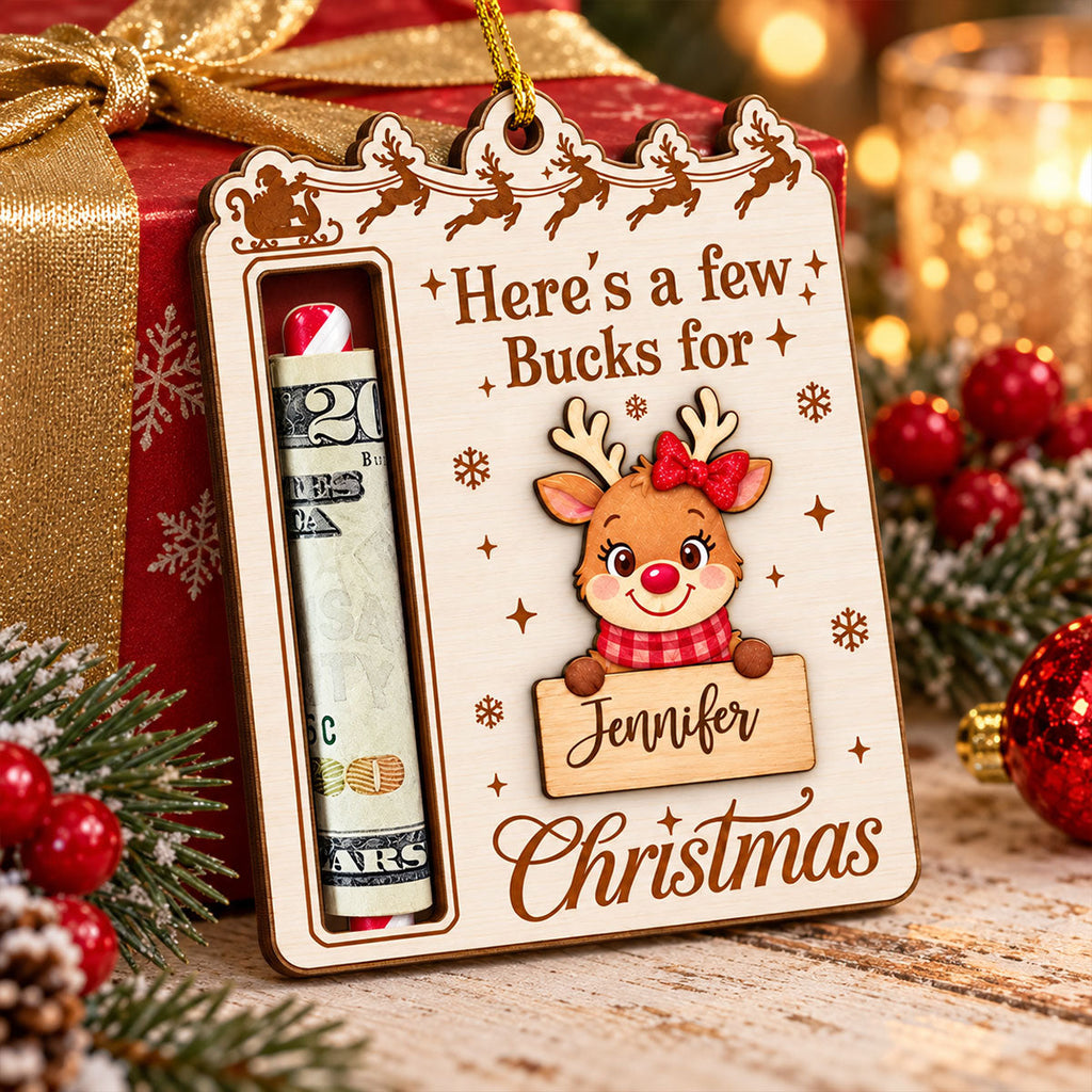 Custom Family Ornament, Christmas Gift for Family Members •  Christmas Delight - Personalized Money Holder Wood Ornament