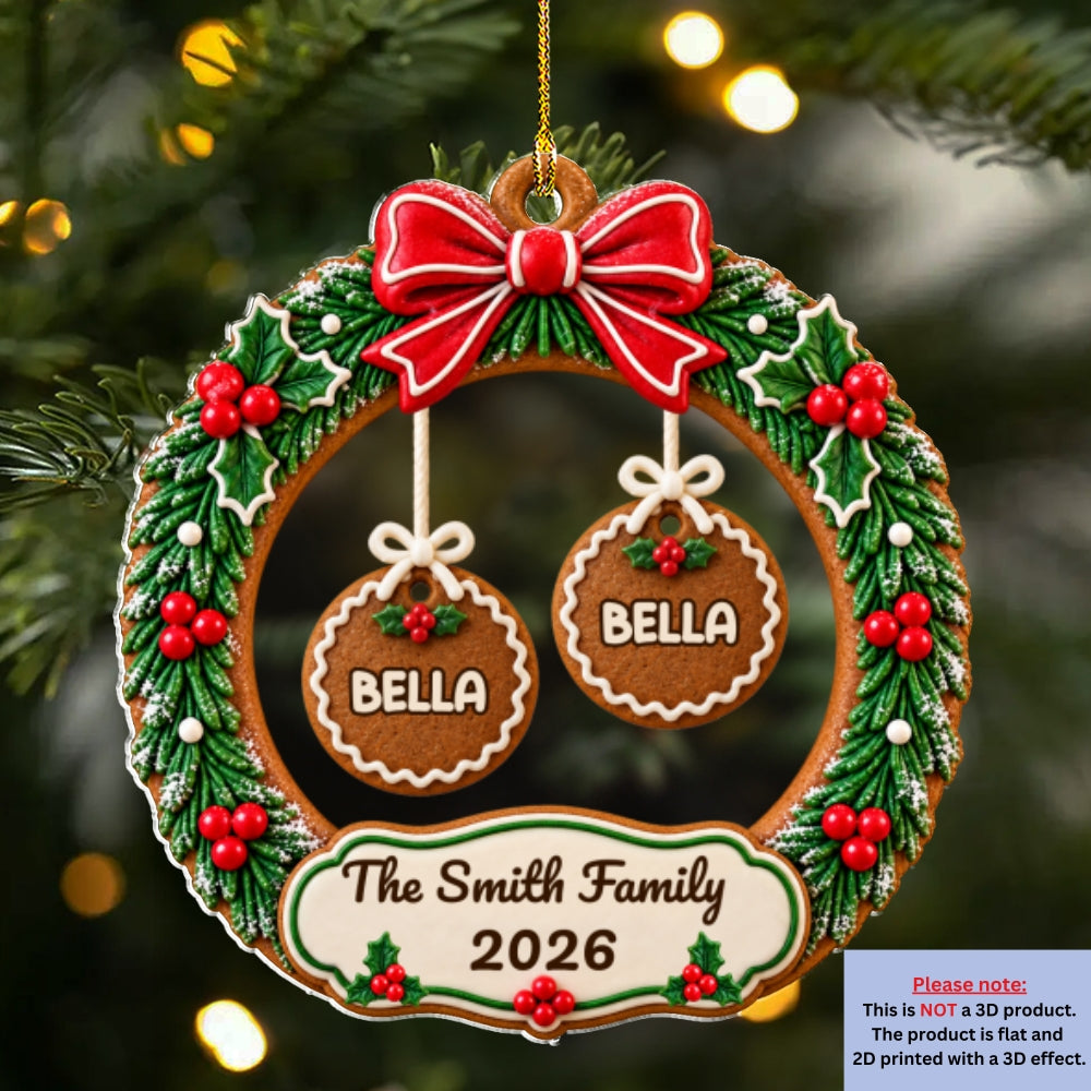 Custom Family Ornament, Christmas Gift for Family Members •  Cookie Family Wreath - Personalized Acrylic Ornament