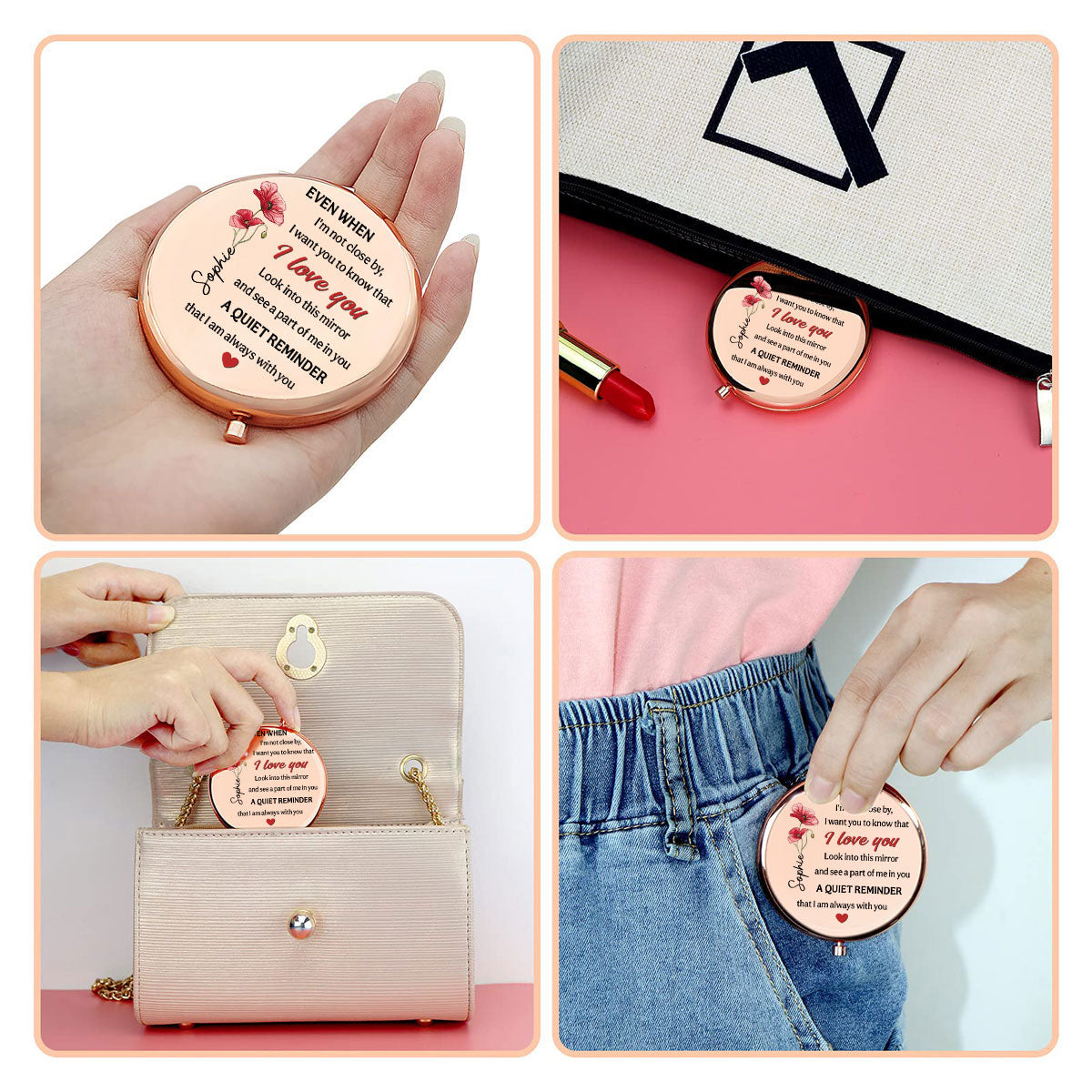 A Part Of Me In You - Personalized Compact Mirror