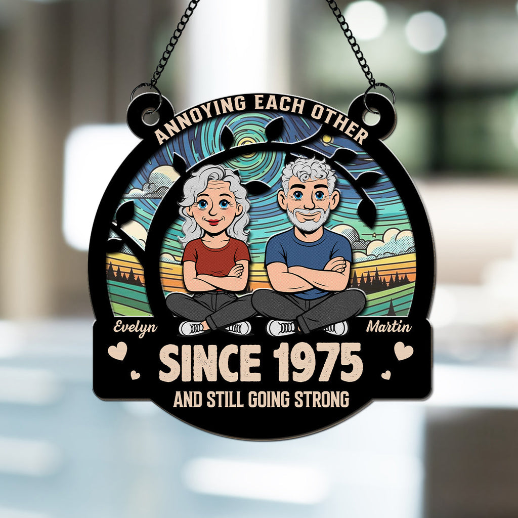 Custom Couple Hanging Decor, Anniversary Valentine's Day Gifts • With You Forever - Personalized Suncatcher