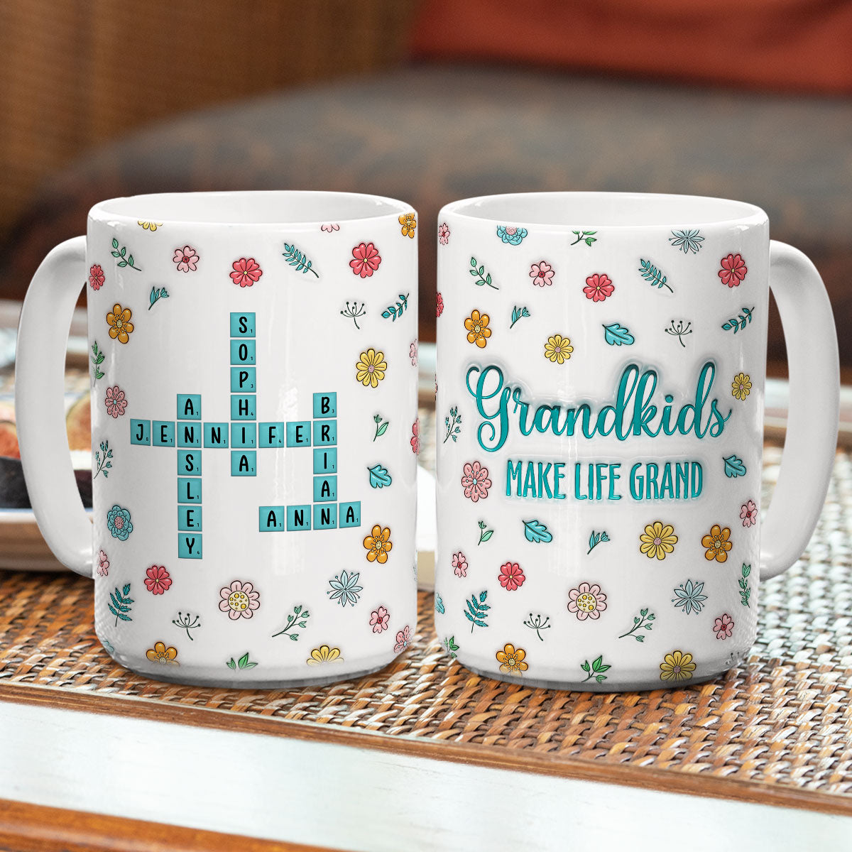 Custom Mother's Day Gift for Mom & Grandma • Grandkids Make Life Better - Personalized 3D Inflated Effect Mug