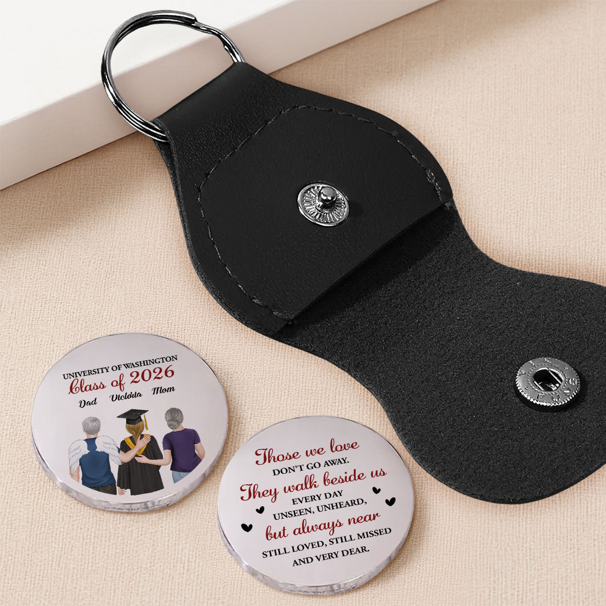 Custom Coin Keychain for Son, Father's Day Birthday Gifts • So Proud Of You Graduation Gift - Personalized Pocket Hug