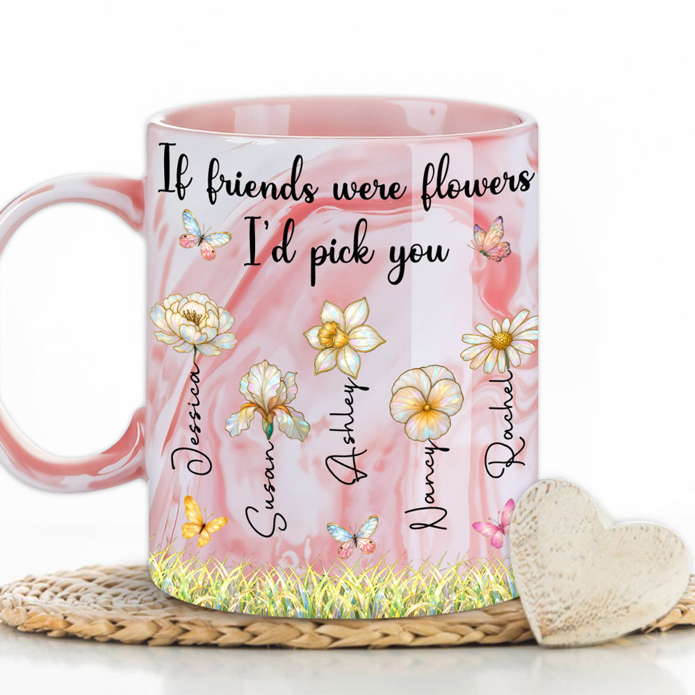 Custom Christmas & Birthday Gift for Brother & Sister • Pick You - Personalized Pink Marble Mug