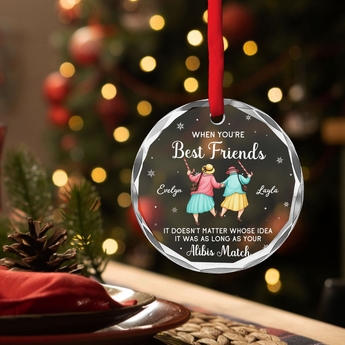 As Long As Your Alibis Match - Personalized Glass Ornament