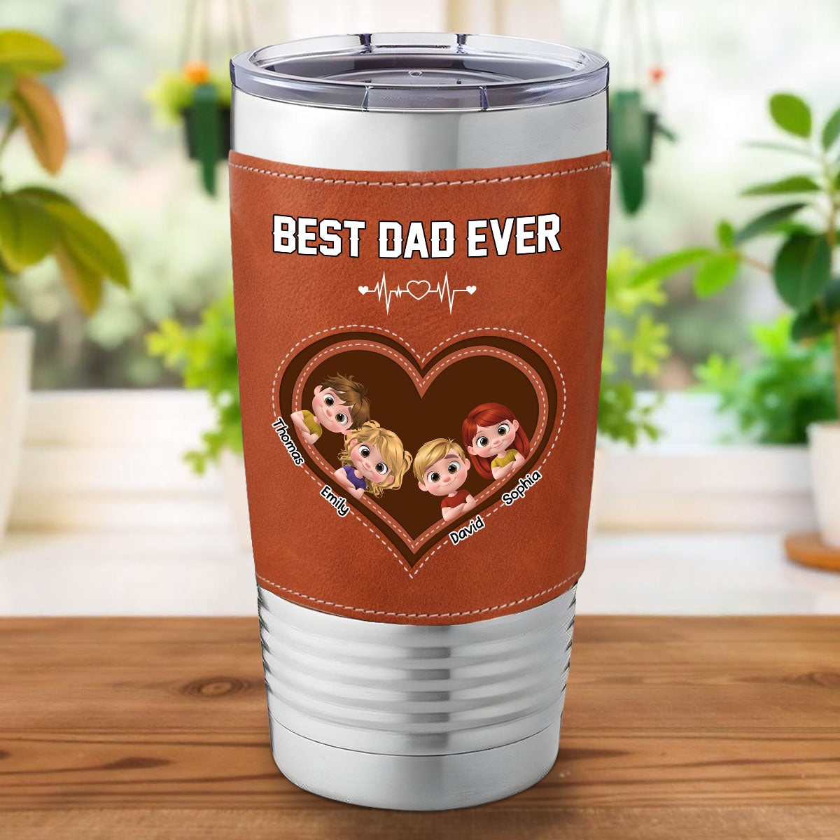 Custom Father's Day Birthday Gifts For Dad • Best Dad - Personalized Leather Tumbler