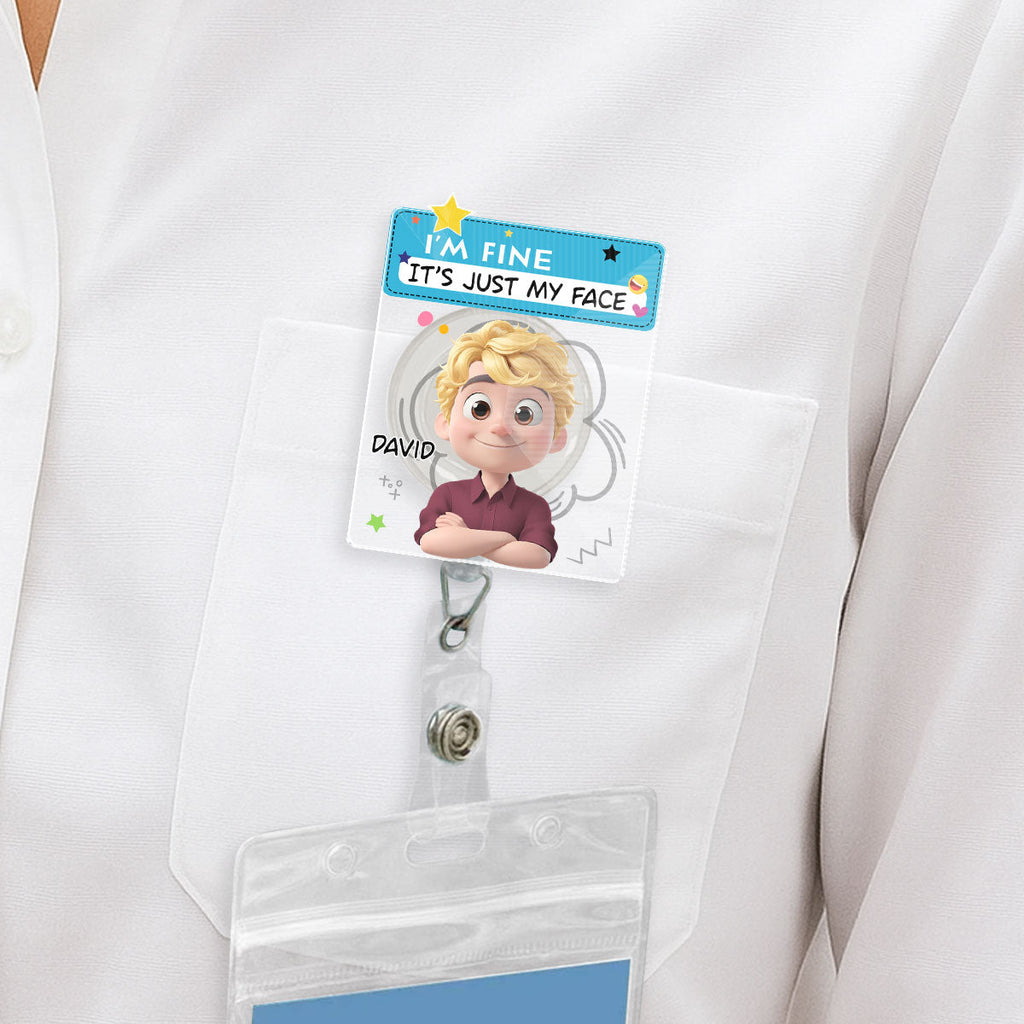 Custom ID Holder Gifts For Coworker, For Boss, Office Gift With Name • I Am Trying My Best Male - Personalized Acrylic Badge Reel