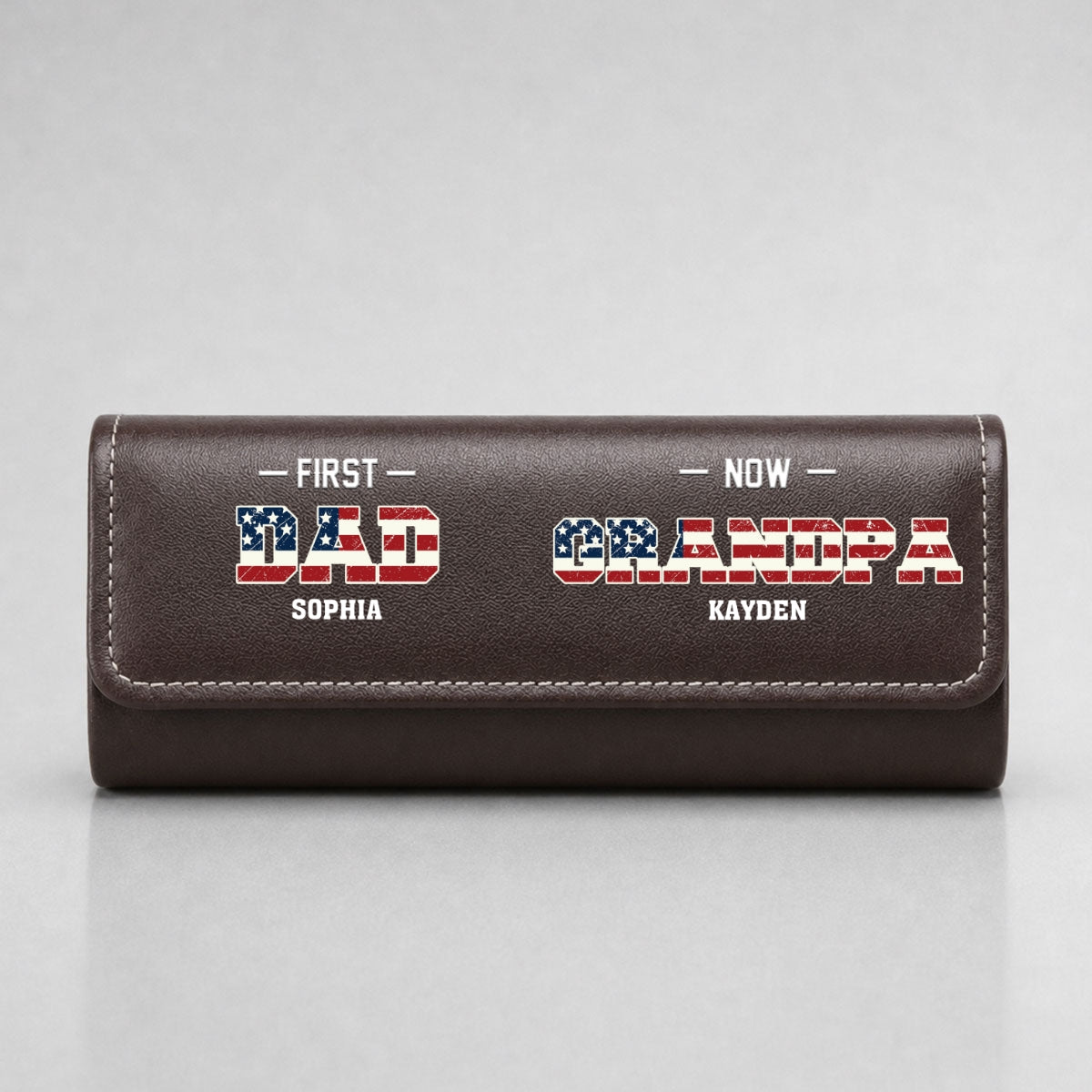 First Dad Now Grandpa - Personalized Leather Eyeglass Case
