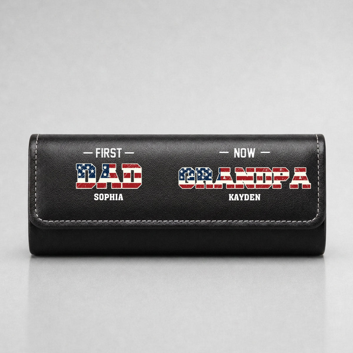 First Dad Now Grandpa - Personalized Leather Eyeglass Case