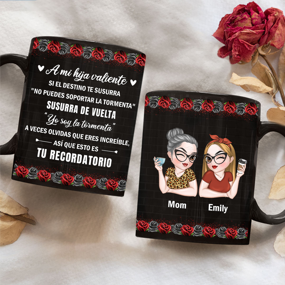 Custom Christmas & Birthday Gift for Daughter • A Mi Hija Valiente - Taza Personalizada de Café