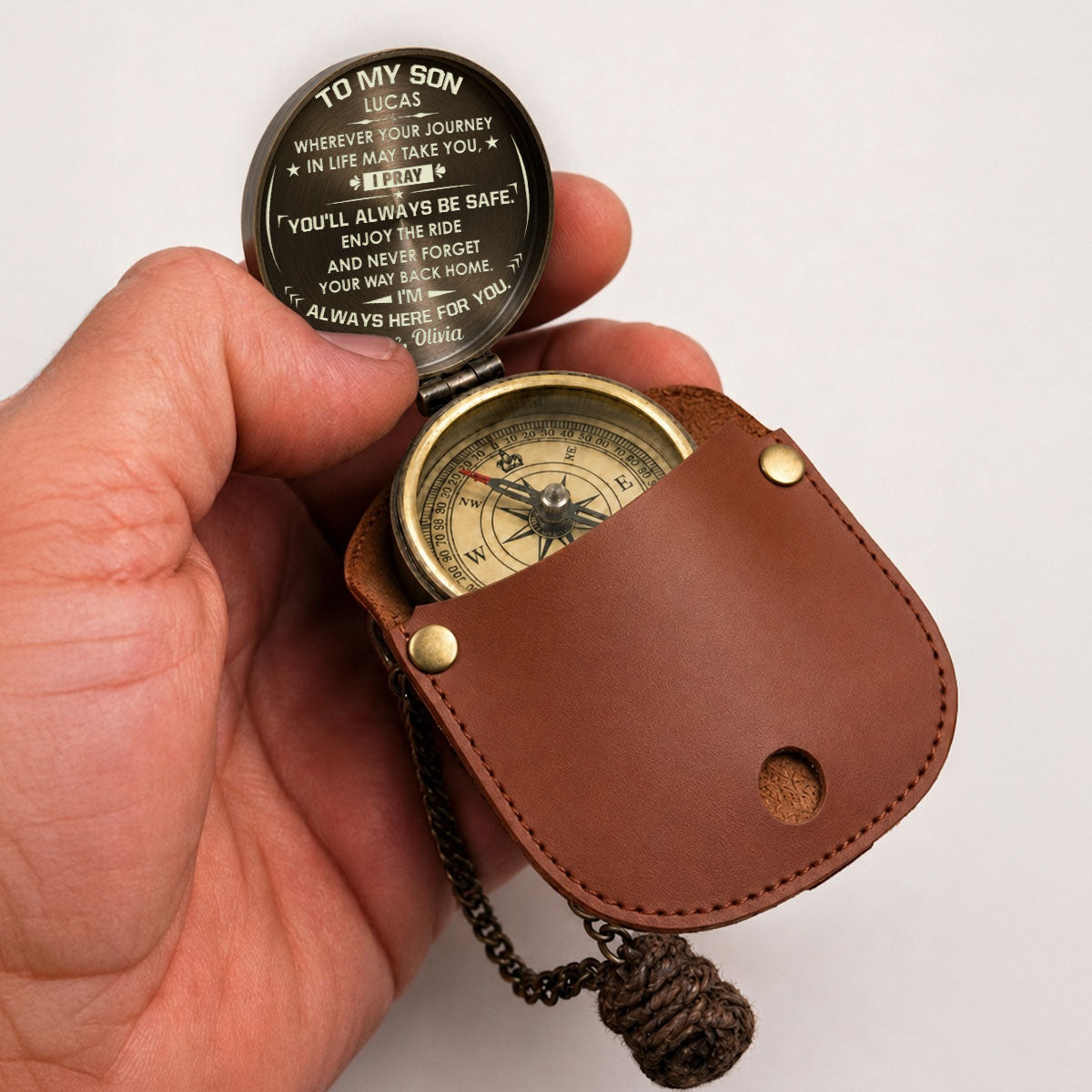 Enjoy The Ride My Son - Personalized Engraved Pocket Compass