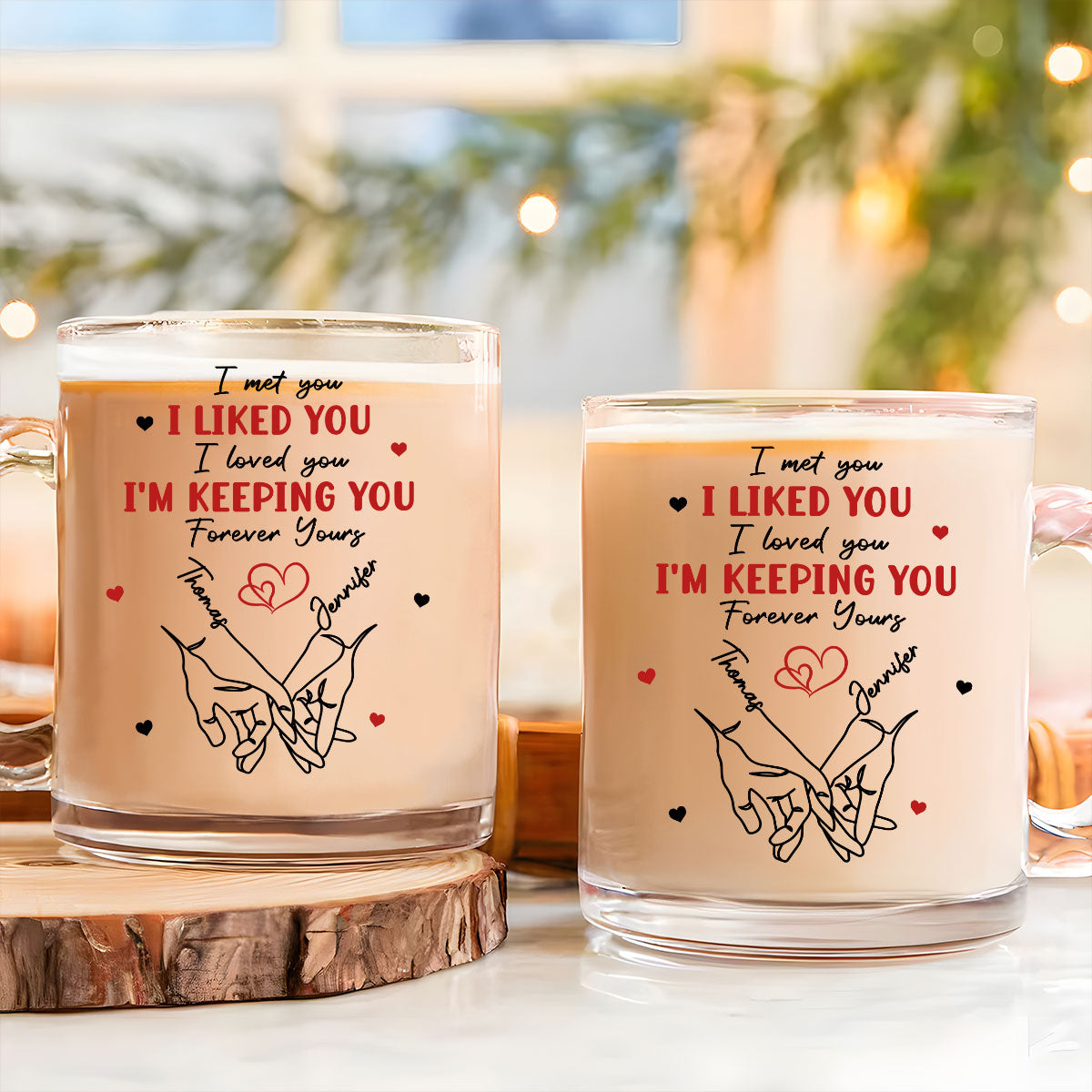 Custom Anniversary Keepsake Gifts For Couple • The Day I Met You - Personalized Glass Mug