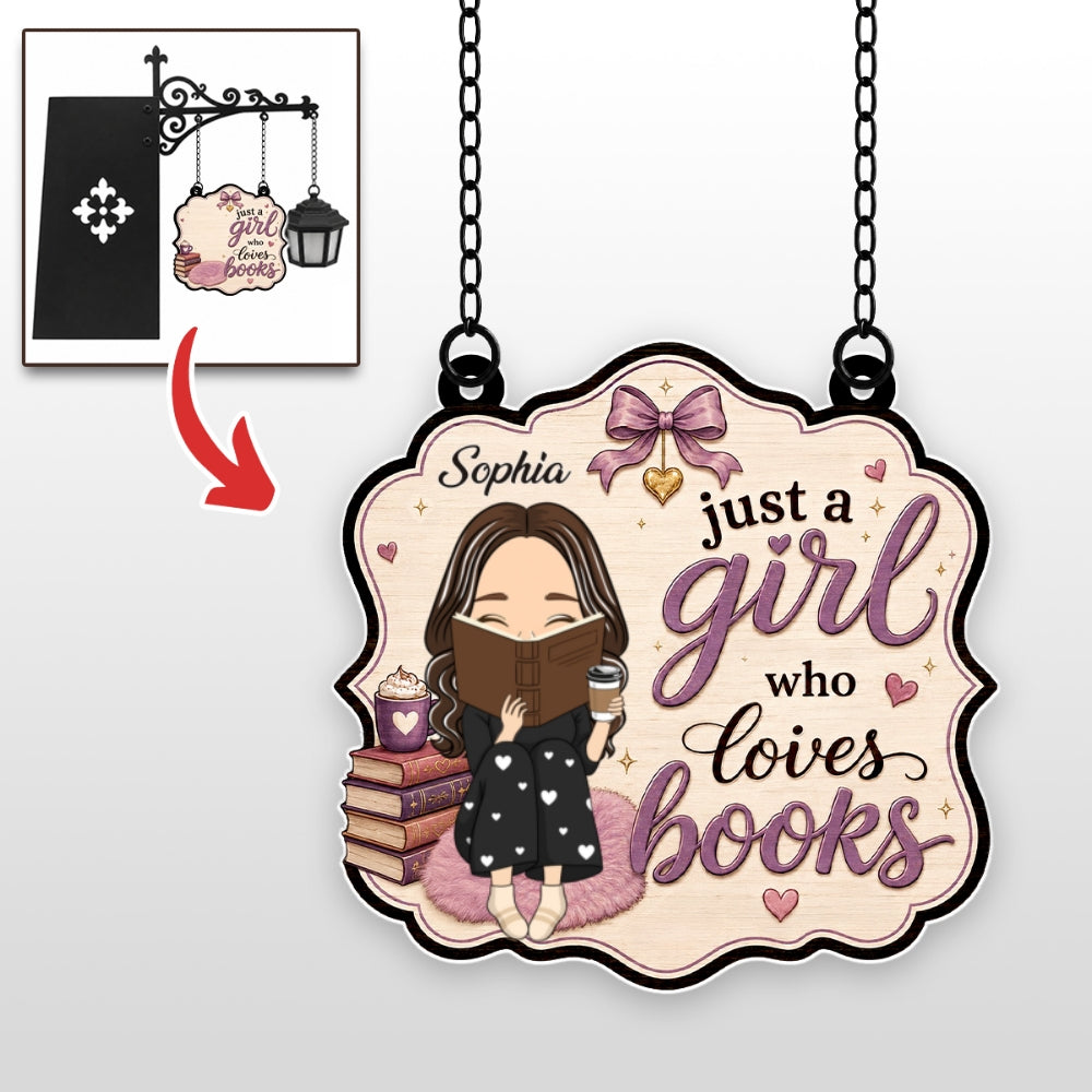Her Love Language Is Books - Personalized Bookshelf Lantern Light Sign