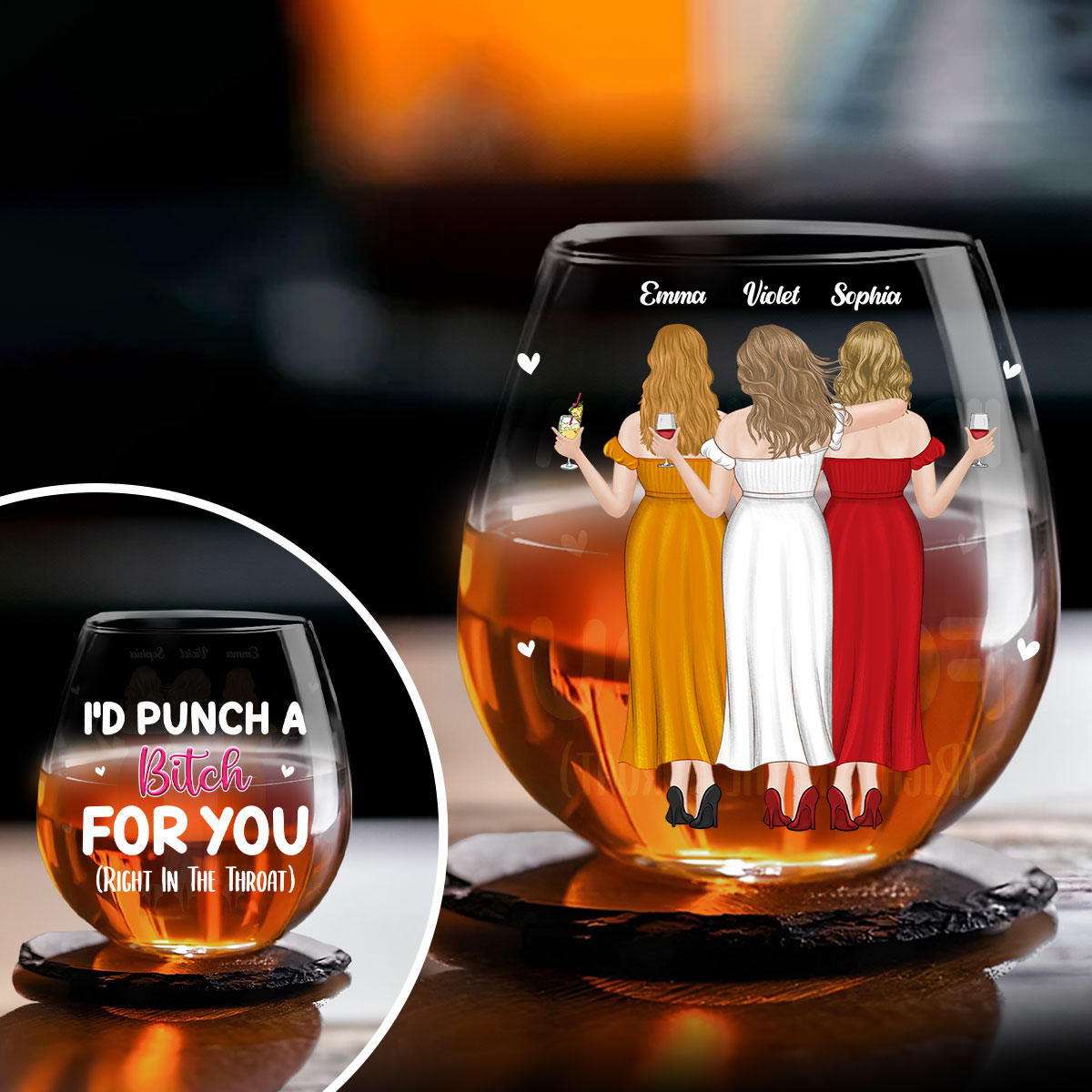 Right In The Throat - Personalized Wine Glass