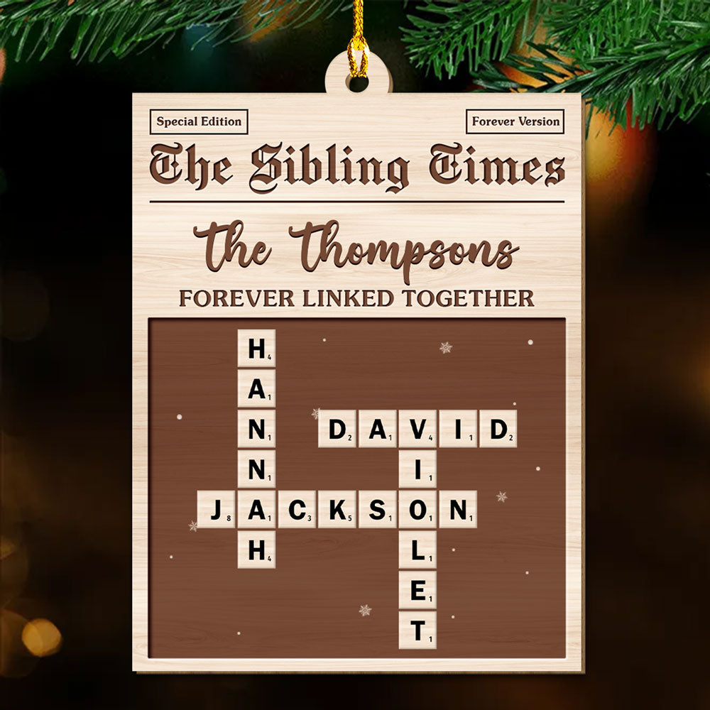 Custom Sister Christmas Ornament •  The Siblings Time - Personalized 3D Effect Wood Ornament