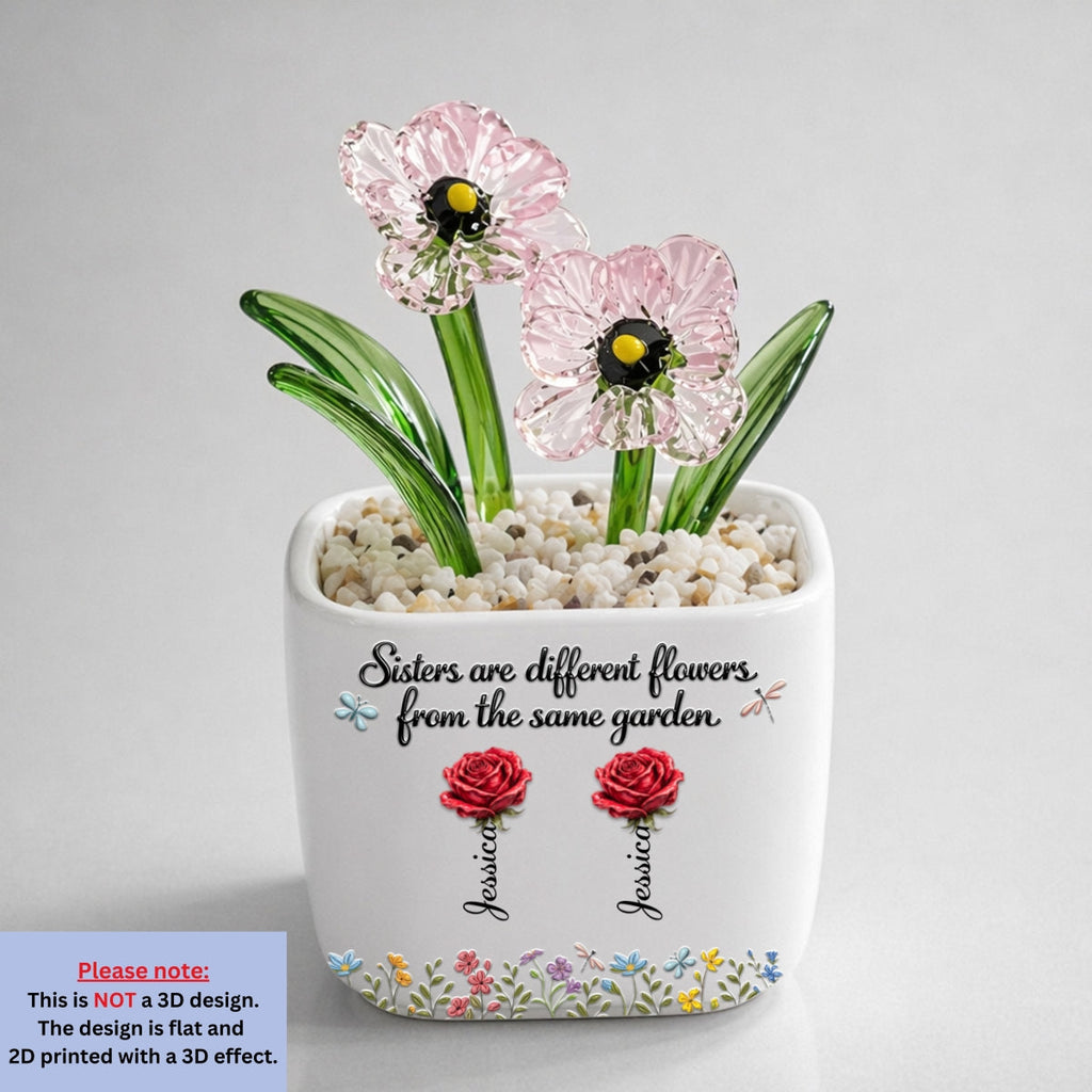 Sisters Are Different Flowers - Personalized Glass Birth Month Flower