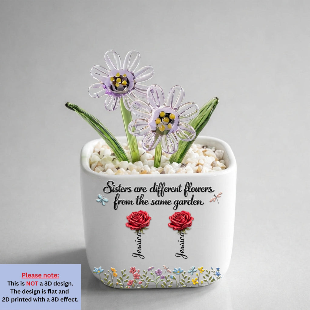 Sisters Are Different Flowers - Personalized Glass Birth Month Flower