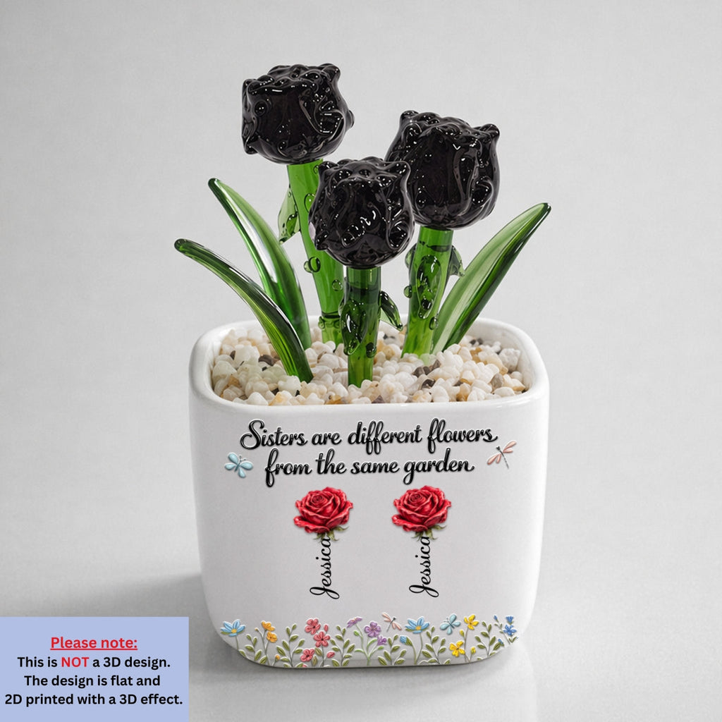 Sisters Are Different Flowers - Personalized Glass Birth Month Flower