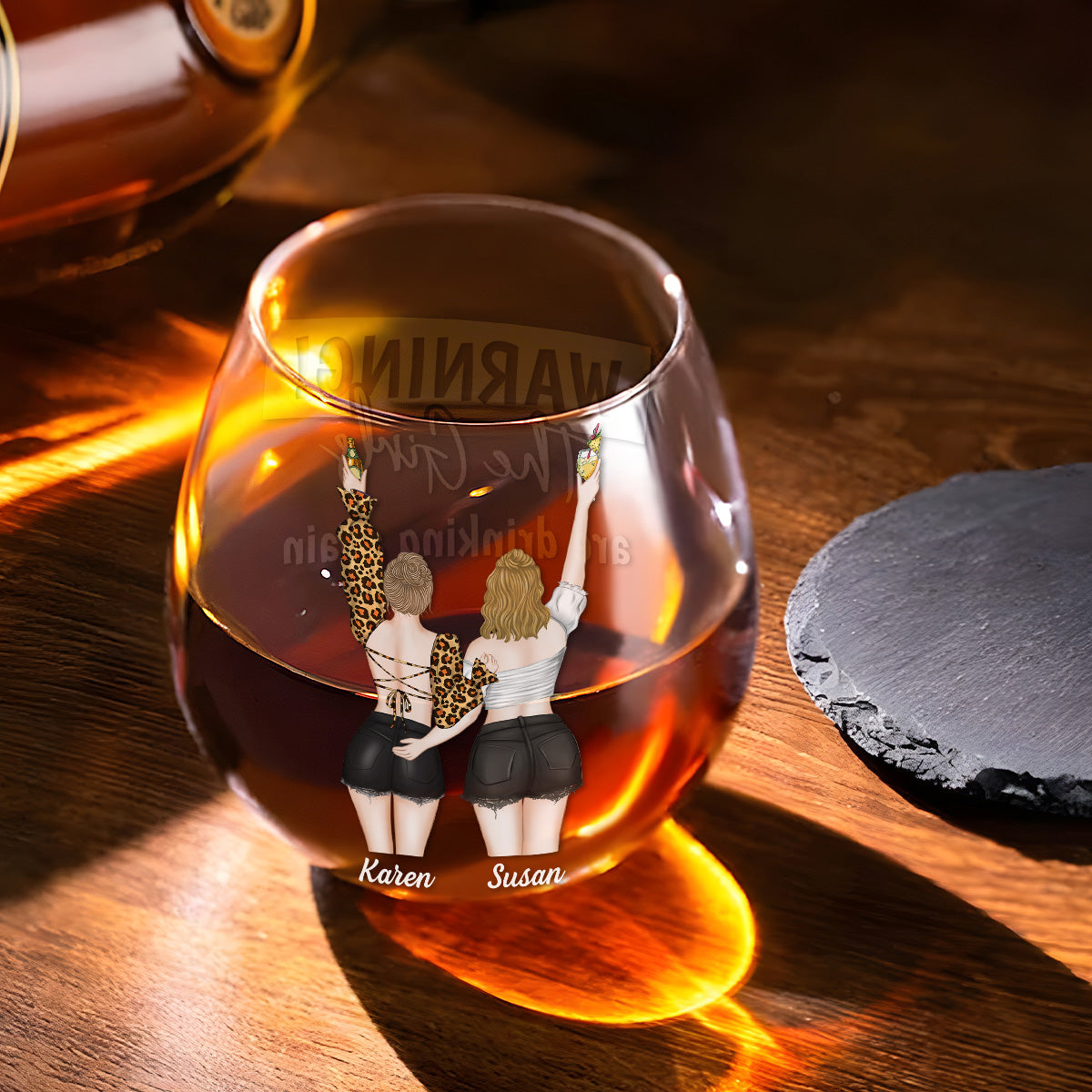 Warning The Girl - Personalized Wine Glass