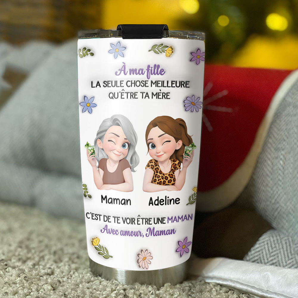Custom Mother's Day Birthday Gifts For Daughter • Personnages Cartoon Liés Ensemble - Gobelet Personnalisé avec Effet 3D Gonflé