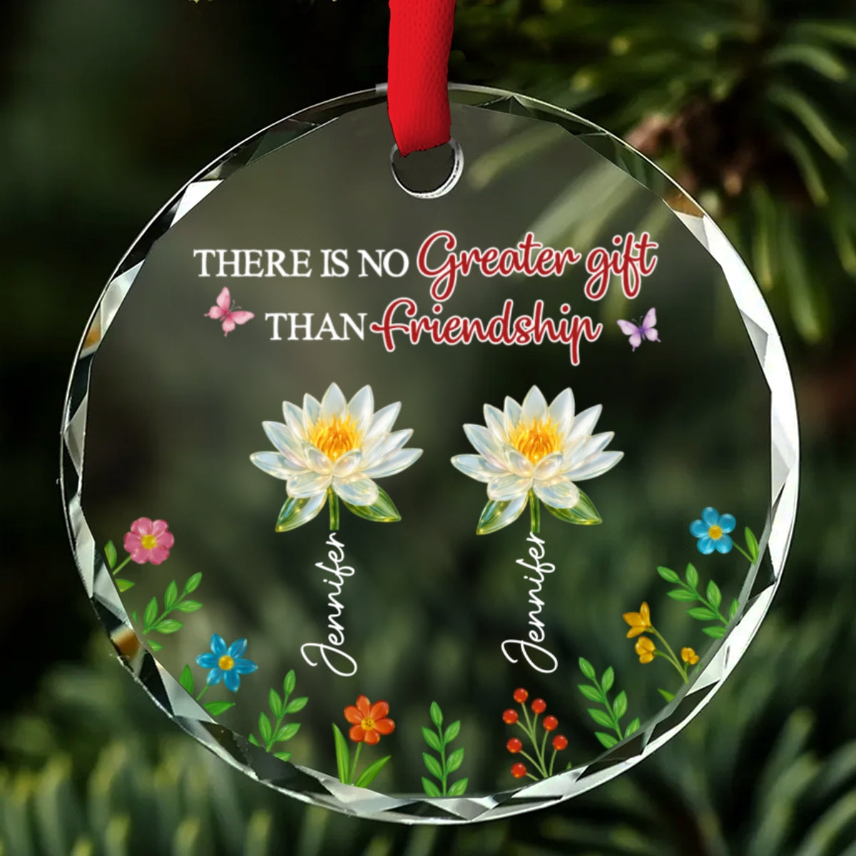 Custom Friendship Christmas Ornament, Best Friend Gift •  Greatest Friendship - Personalized Glass Ornament