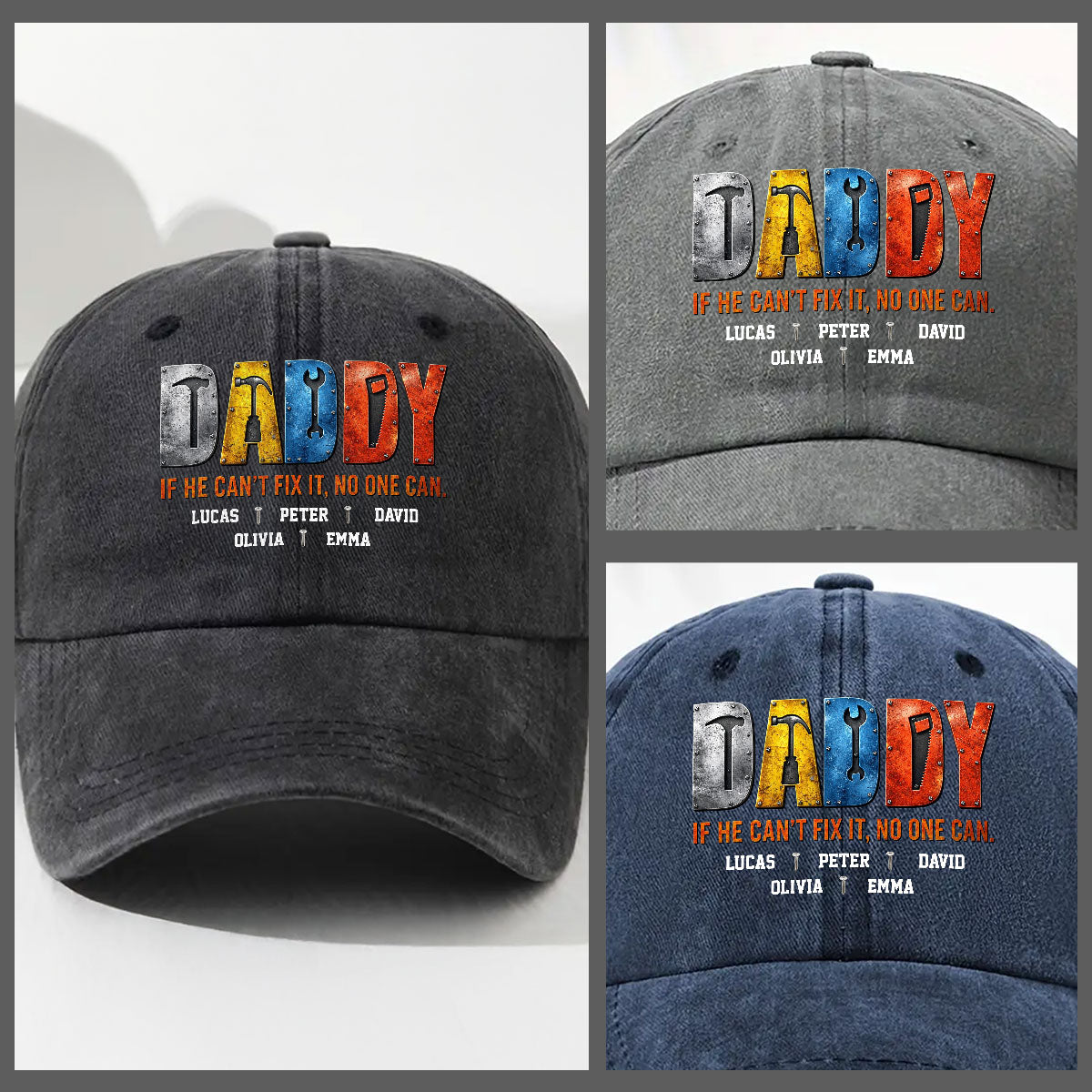 Custom Father's Day Christmas Birthday Gifts for Dad • No One But Daddy - Personalized Vintage Washed Denim Cap