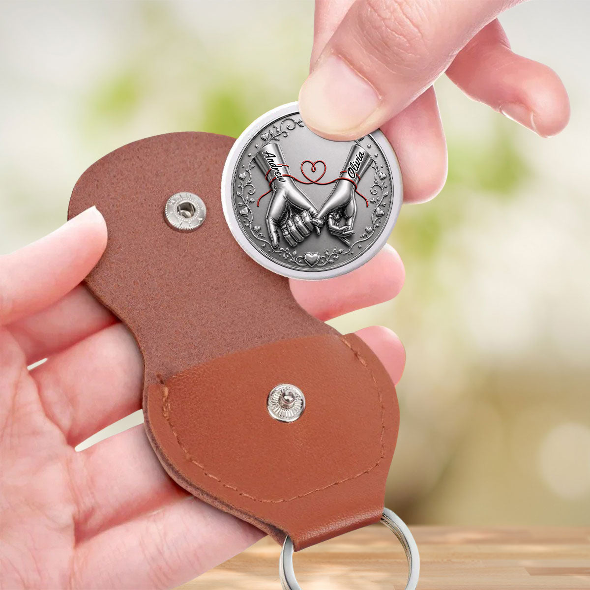 Custom Coin Keychain for Husband, Mother's Day, Anniversary Gifts • Never Find Words Beautiful Enough - Personalized Pocket Hug