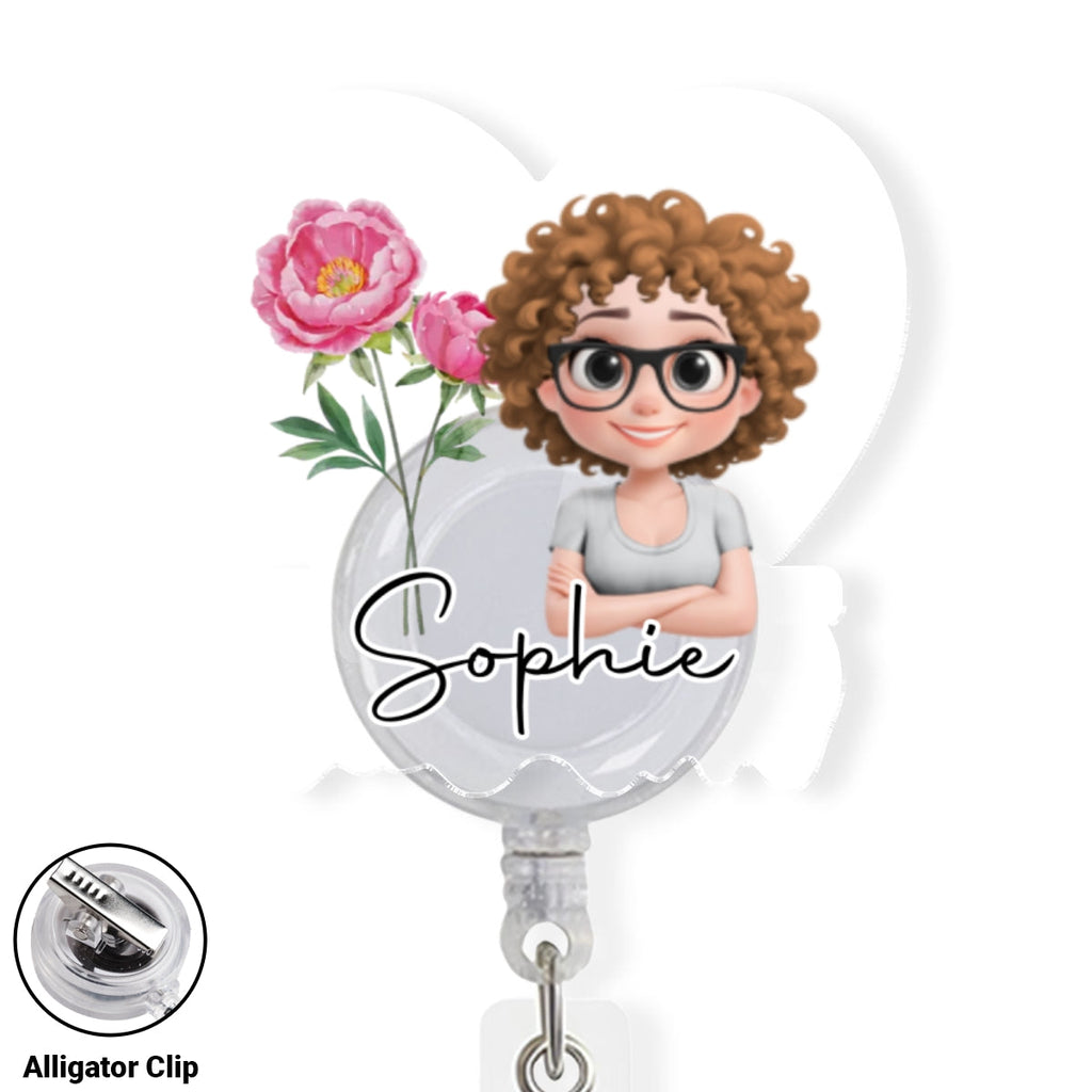 Custom ID Holder Gifts For Coworker, For Boss, Office Gift With Name • You Are Beautiful Flower - Personalized Acrylic Badge Reel