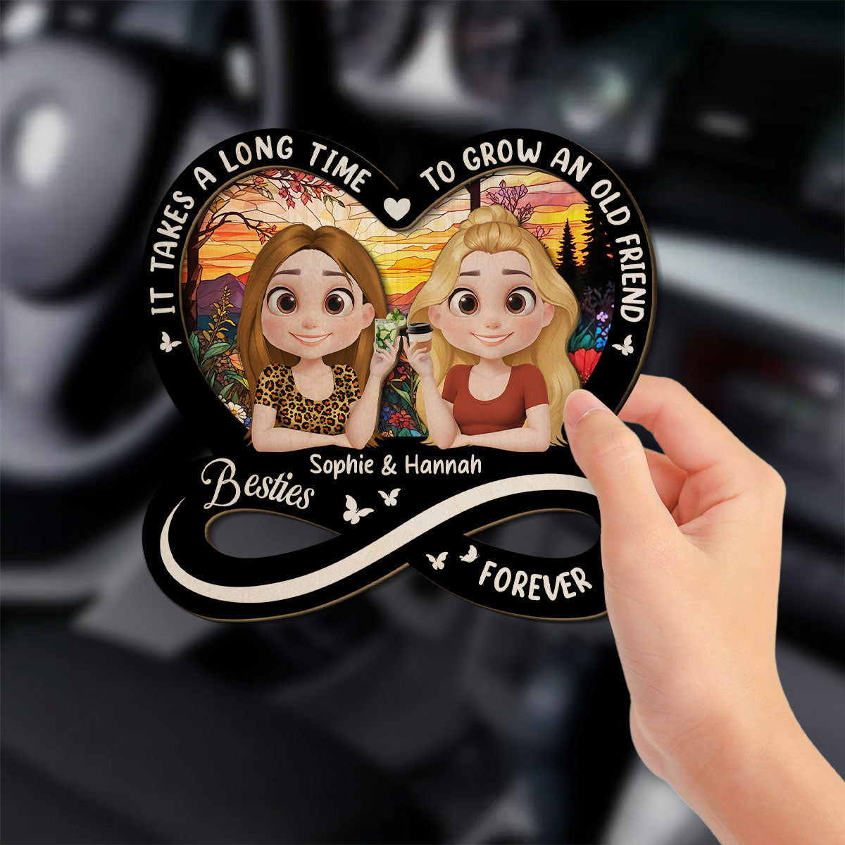 It Takes A Long Time Cartoonize - Personalized Car Visor Clip