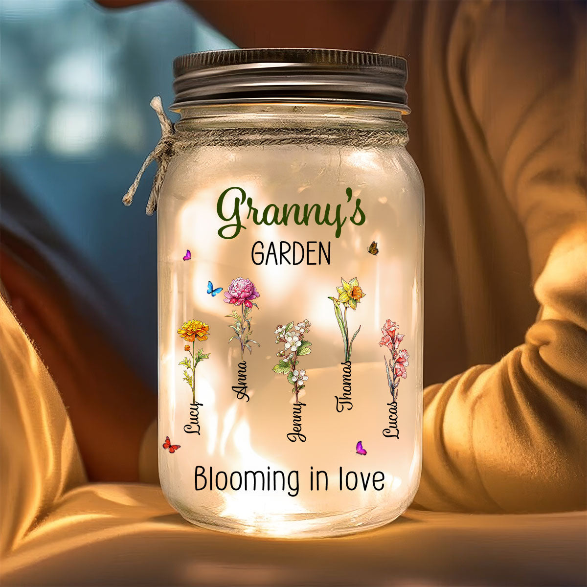 Grandma Garden Is Grown With Seeds Of Love - Personalized Mason Jar Light