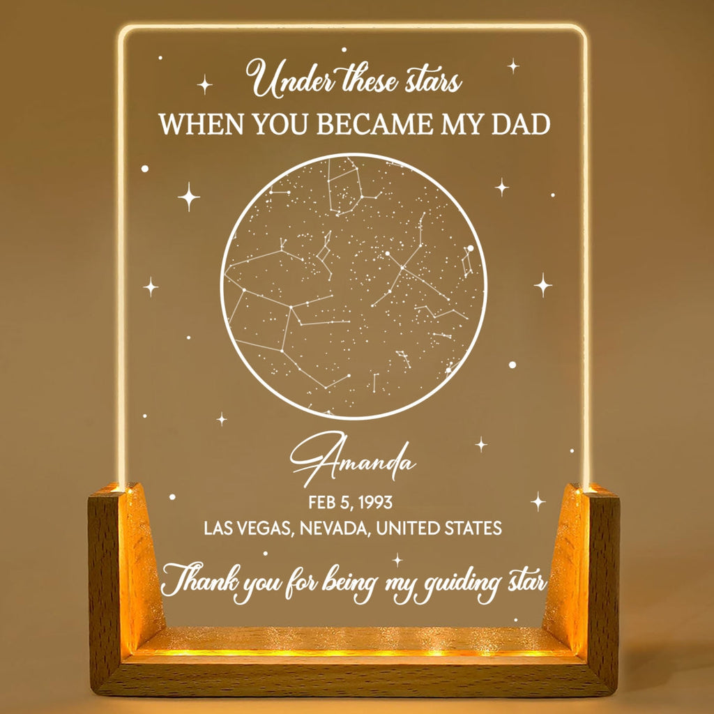 Custom Father's Day Gift for Dad Grandpa • Under These Stars - Personalized Night Light